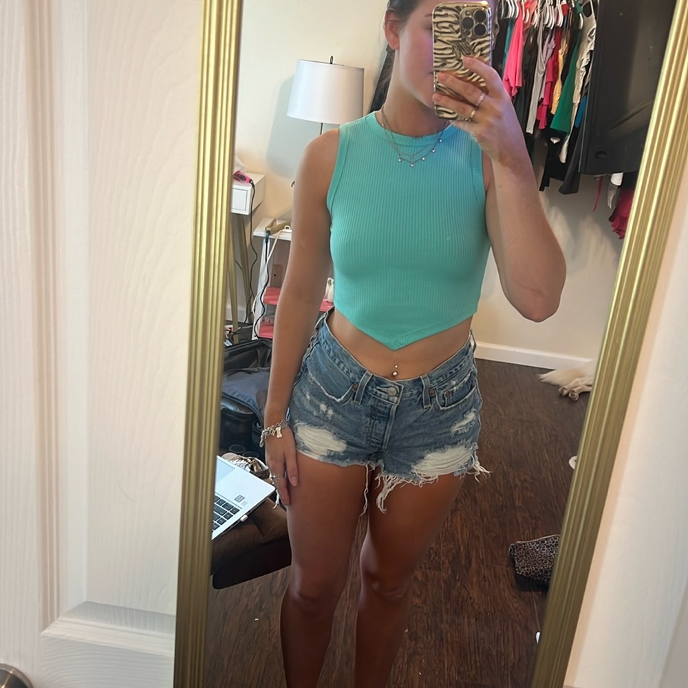 Turquoise crop top tank